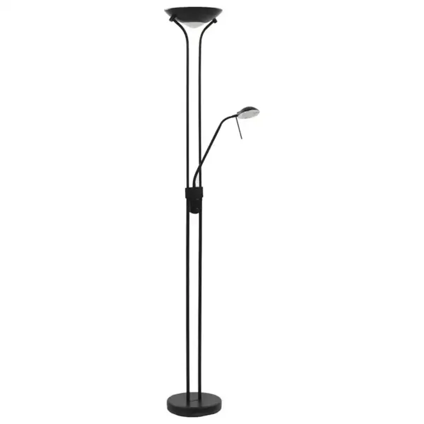 Hämardatav LED-põrandalamp lugemislambiga, must teras, 23 W, 180 cm – 2