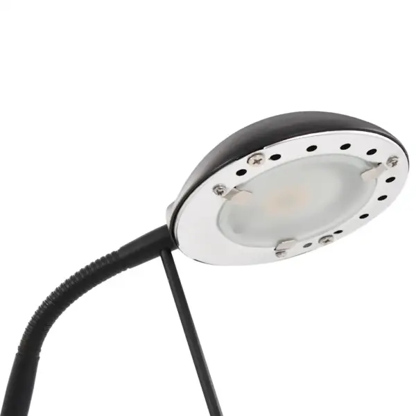 Hämardatav LED-põrandalamp lugemislambiga, must teras, 23 W, 180 cm – 5