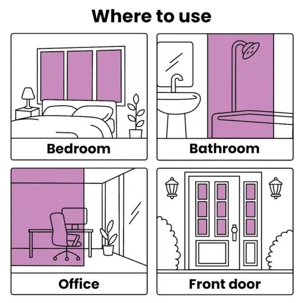 Härmamustriga triipudega privaatsusaknakile, iseliimuv valge PVC, 90 cm x 50 m – 7