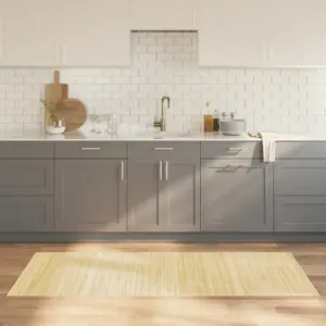 Ristkülikukujuline bambusvaip libisemiskindla tagusega, hele naturaalne, 80 x 200 cm