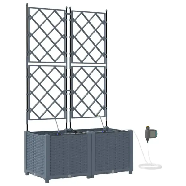 Aia istutuskast trellise ja kastmissüsteemiga, 2 tk, helehall teras, 80 x 40 x 142 cm – 2