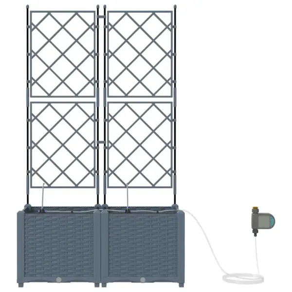 Aia istutuskast trellise ja kastmissüsteemiga, 2 tk, helehall teras, 80 x 40 x 142 cm – 6