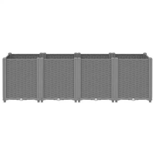 Helehall modulaarne aia taimekast 4 lillekastiga, PP, 160 x 40 x 53 cm – 3