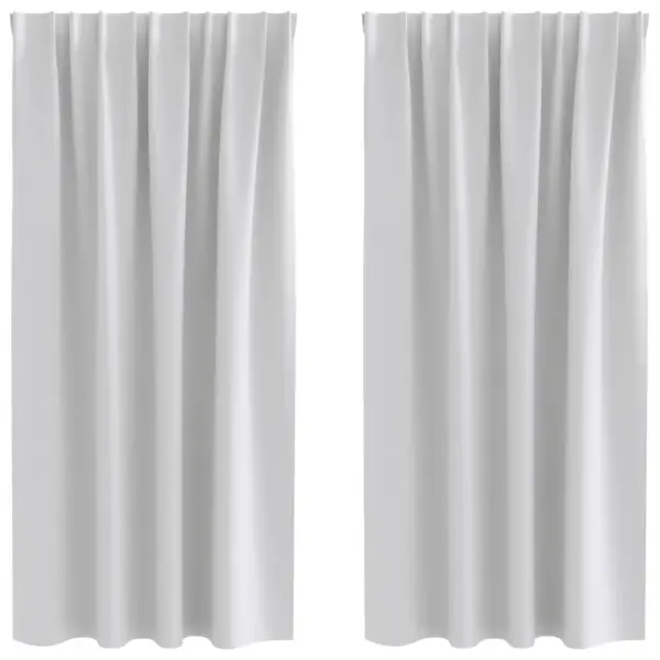 Pimendavad kardinad konksude ja rõngastega, helehall, 2 tk, 175 x 140 cm, polüester – 2