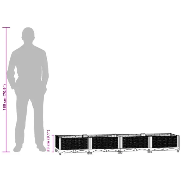 Helehall polüpropüleenist taimelava rotangimustriga, 160 x 40 x 23 cm – 9