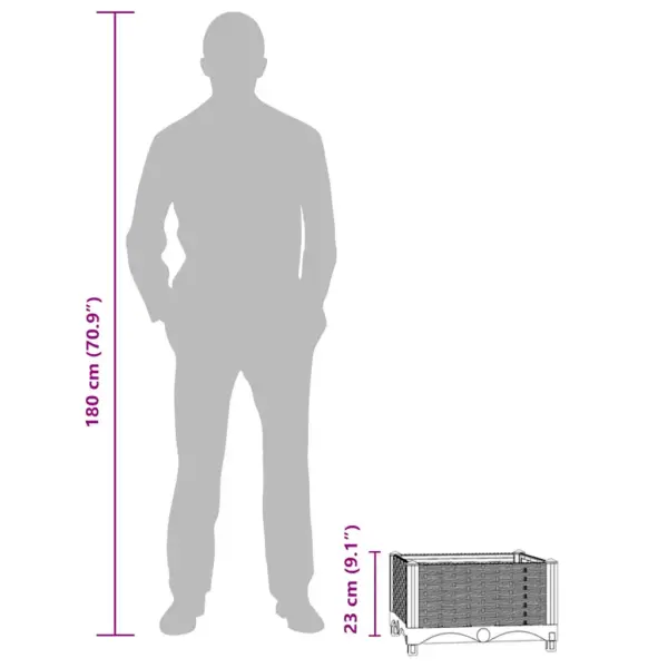 Helehall rotangimustriga taimelava, polüpropüleen, 40 x 40 x 23 cm – 8