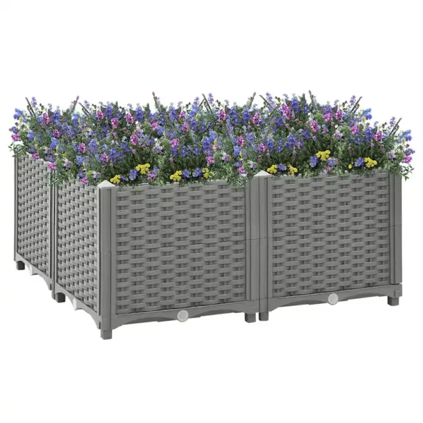 Helehall rotangimustriga taimekast, polüpropüleen, 80 x 80 x 38 cm - 2