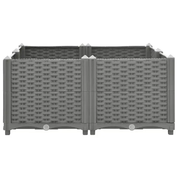 Helehall rotangimustriga taimekast, polüpropüleen, 80 x 80 x 38 cm - 3