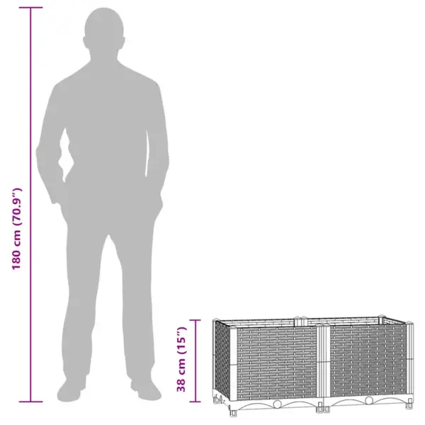 Helehall rotangimustriga taimelava, polüpropüleen, 80 x 40 x 38 cm – 9