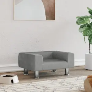 Helehall sametist koeradiivan väikestele koertele, männipuidust raamiga, 50 x 40 x 26,5 cm