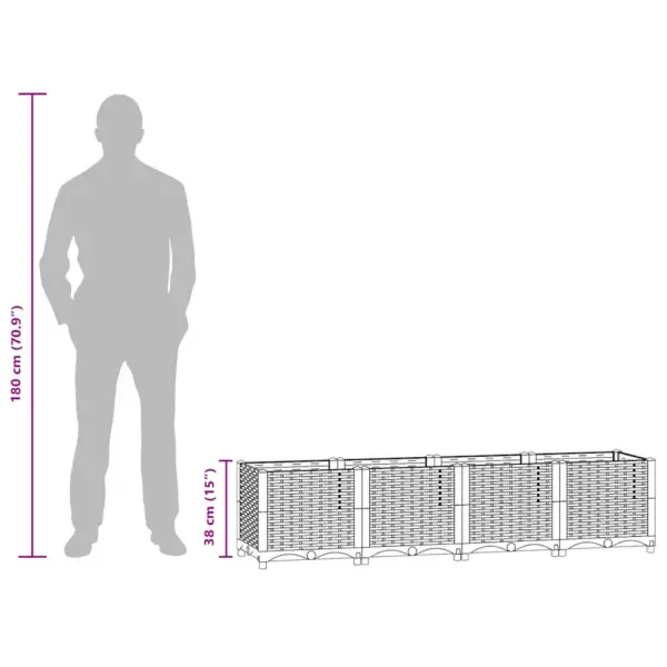 Helehall polüpropüleenist taimelava rotangimustriga, 160 x 40 x 38 cm – 9
