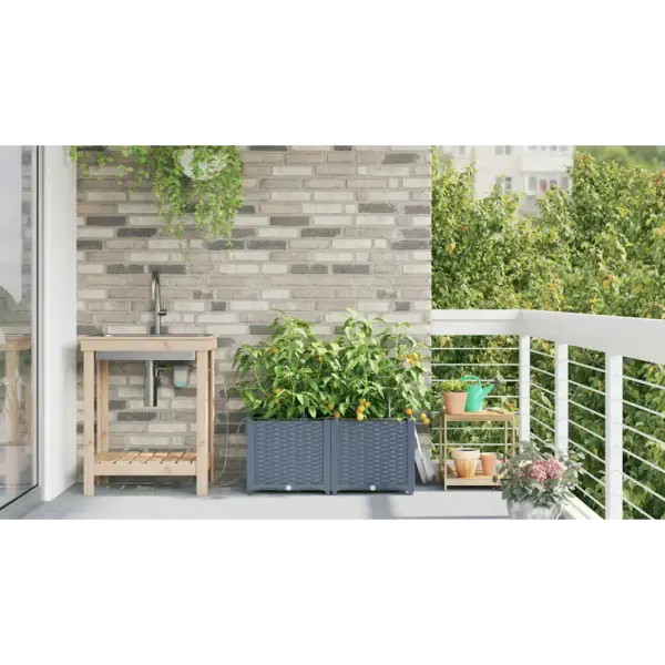 Aia istutuskastid kastmissüsteemiga, 2 tk, helehall teras, 80 x 40 x 37,5 cm – 4