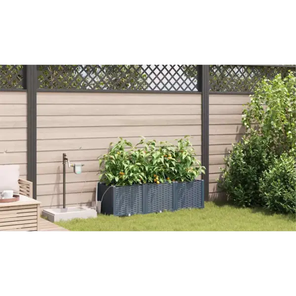 Terasest istutuskast kastmissüsteemiga, helehall, 3-osaline, 120 x 40 x 37,5 cm – 4