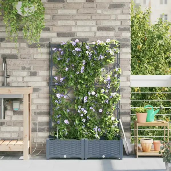 Aia istutuskast ronitaimede tugiraamiga, 2 tk, helehall teras, 80 x 40 x 126 cm – 3