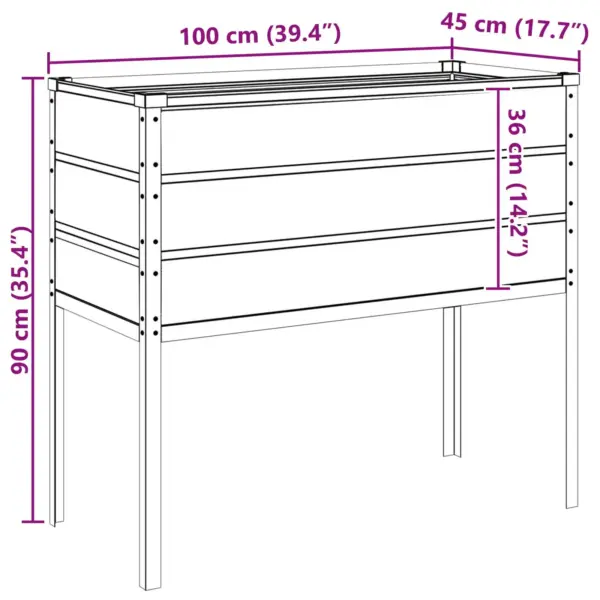 Kõrge tsingitud terasest taimekast, helehall, 100 x 45 x 90 cm – 9