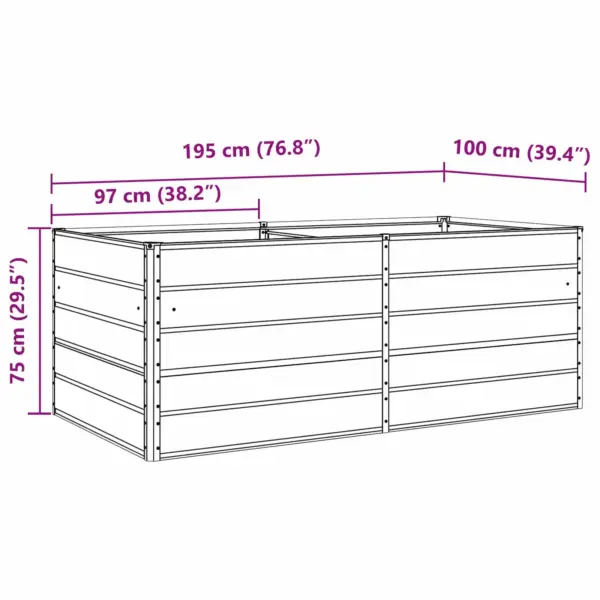 Helehall tsingitud terasest taimekast, 195 x 100 x 75 cm – 11