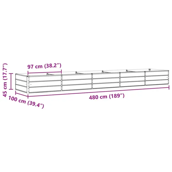 Helehall tsingitud terasest taimekast, 195 x 100 x 45 cm – 11