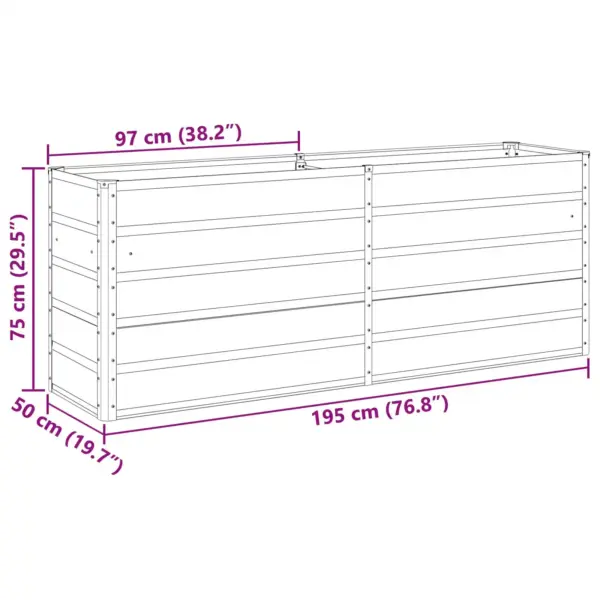 Helehall kuumtsingitud terasest taimekast, 195 x 50 x 77 cm – 7