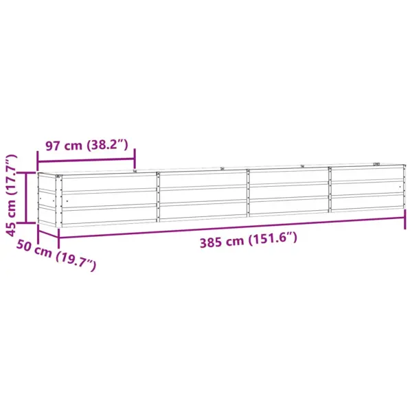 Helehall tsingitud terasest taimekast, 480 x 50 x 45 cm – 6