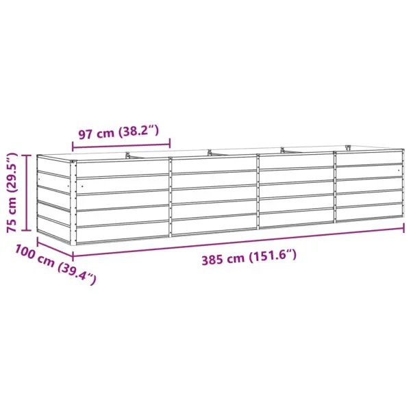 Helehall tsinkterasest kõrge taimekast, 385 x 100 x 75 cm – 11