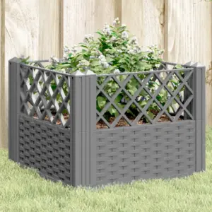 Vaiadega taimekast rotangimustriga, helehall PP, 43,5 x 43,5 x 43,5 cm