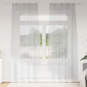 Läbipaistev helehall voile-aknakardin, 2 tk, polüester, 225 x 140 cm