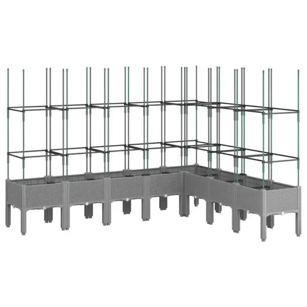Võrega kõrgendatud taimekast, helehall rotangiviimistlus, PP, 200 x 160 x 142,5 cm – 2