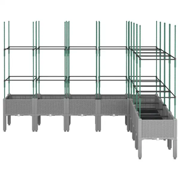 Võrega kõrgendatud taimekast, helehall rotangiviimistlus, PP, 200 x 160 x 142,5 cm – 3