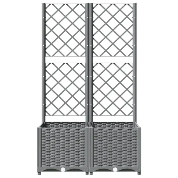 Võrega taimekast aeda ja rõdule, helehall PP, 80 x 40 x 136 cm – 4