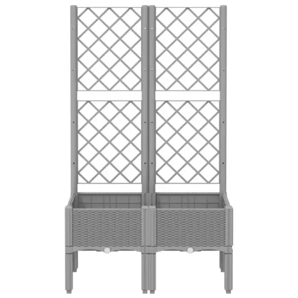 Võrega kõrgendatud taimekast rotangimustriga, helehall, 80 x 40 x 142 cm, PP – 3