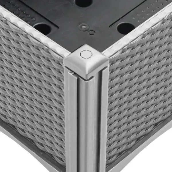 Võrega kõrgendatud taimekast rotangimustriga, helehall, 80 x 40 x 142 cm, PP – 6