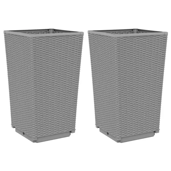 Helehallid aia taimekastid rotangiviimistlusega, 2 tk, PP, 32,5 x 32,5 x 57 cm – 2