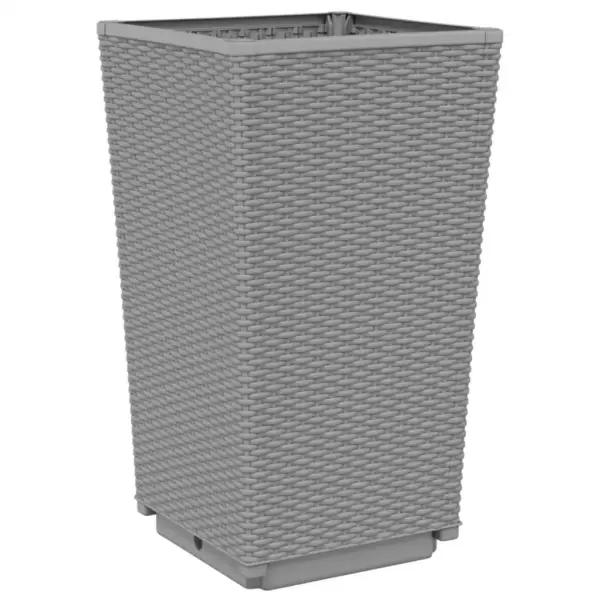 Helehallid aia taimekastid rotangiviimistlusega, 2 tk, PP, 32,5 x 32,5 x 57 cm – 4