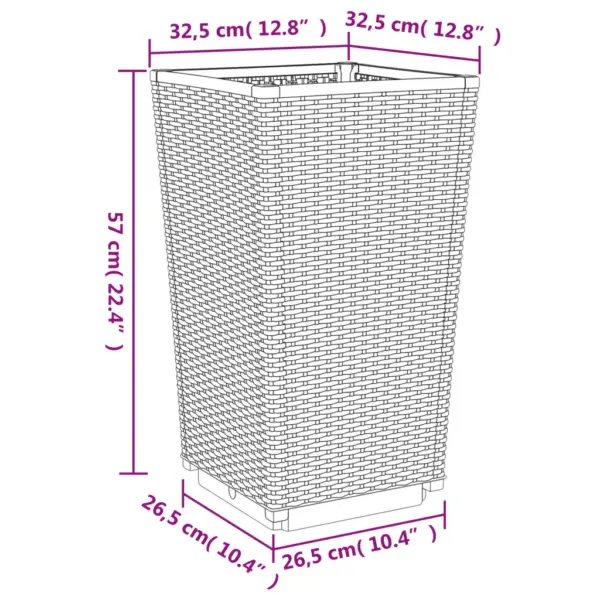 Helehallid aia taimekastid rotangiviimistlusega, 2 tk, PP, 32,5 x 32,5 x 57 cm – 9