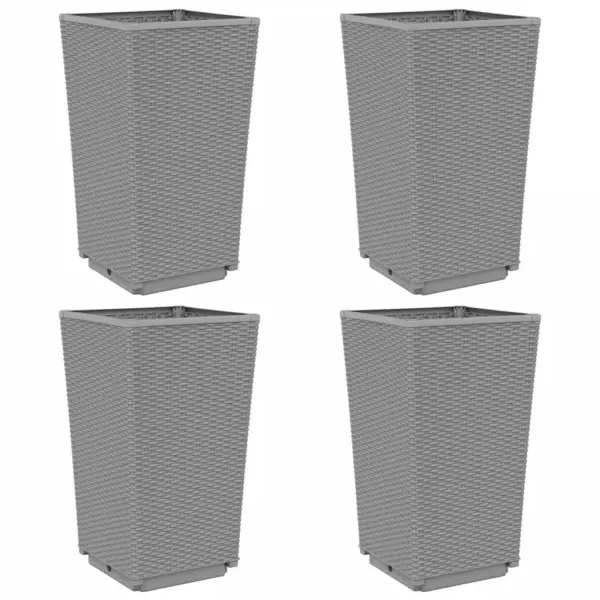 Aia taimekastid rotangimustriga, 4 tk, helehall PP, 32,5 x 32,5 x 57 cm – 2