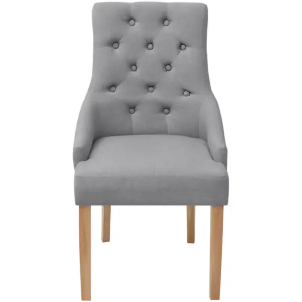 Helehallid käetugedega söögitoolid, kangas, tammepuidust jalad, 6 tk – 3