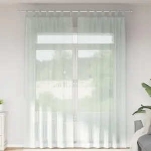 Helehallid poolläbipaistvad voile-kardinad aasadega, 2 tk, 140 x 260 cm