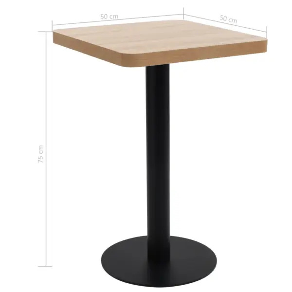 Ruudukujuline bistroolaud helepruun MDF ja must teras, 50 x 50 x 75 cm – 6
