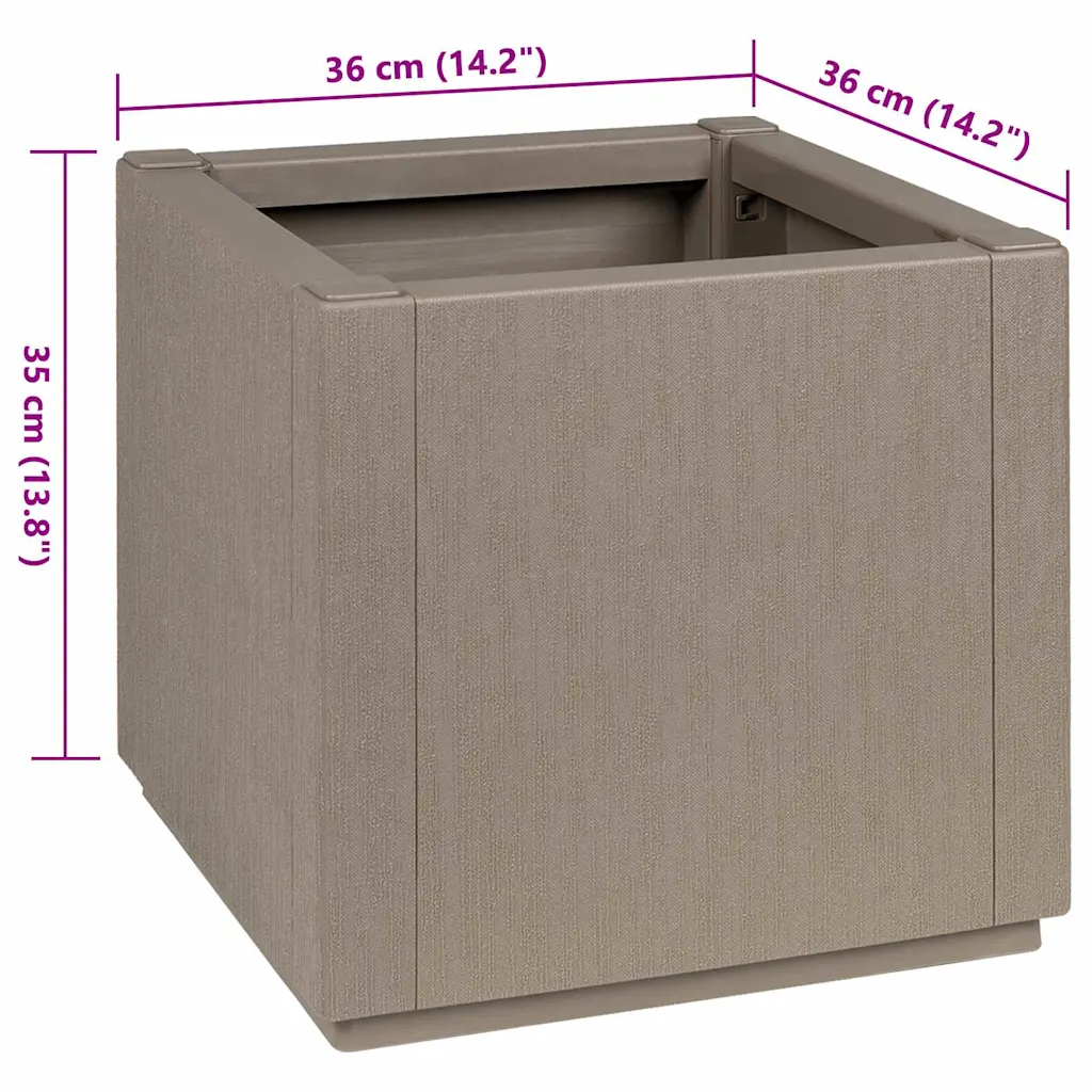 Helepruun plastist lillekast, 36 x 36 x 35 cm, 38 L