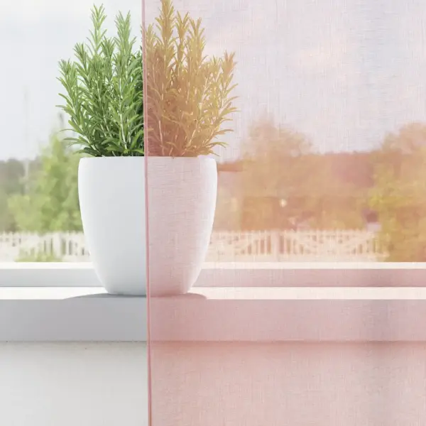 Poolläbipaistvad rõngastihendiga voile-kardinad, 2 tk, heleroosa, 140 x 300 cm – 3