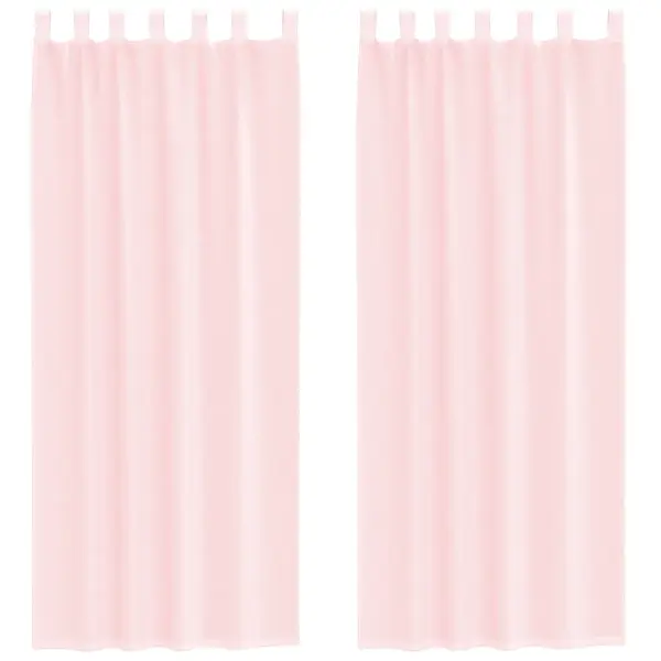 Poolläbipaistvad voile-kardinad vardataskuga, 2 tk, heleroosa, 140 x 260 cm – 2
