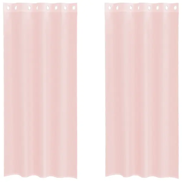 Poolläbipaistvad rõngastihendiga voile-kardinad, 2 tk, heleroosa, 140 x 225 cm – 2
