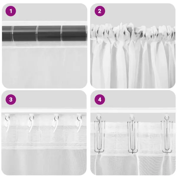 Heleroosad voile kardinad vardataskuga, 2 tk, 140 x 225 cm – 7