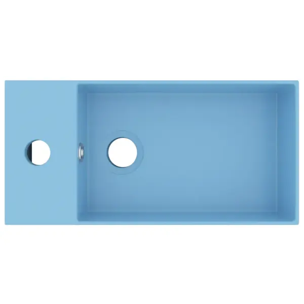 Helesinine keraamiline vannitoavalamu ülevooluavaga, pealtpaigaldatav, 48 x 25 x 15 cm – 3