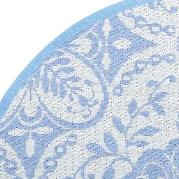Ümmargune õuevaip ARAKIL jacquard-mustriga, helesinine, Ø 120 cm, polüpropüleen – 4