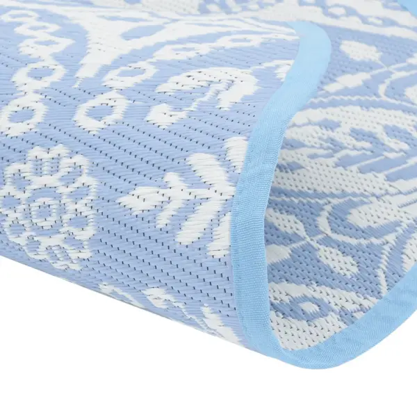 Ümmargune õuevaip ARAKIL jacquard-mustriga, helesinine, Ø 120 cm, polüpropüleen – 5