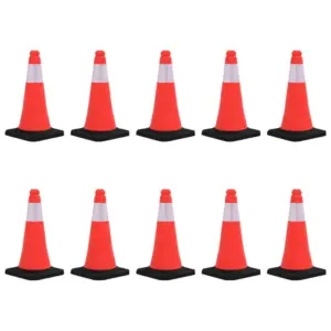 Helkuritega liikluskoonuste komplekt raskete alustega, 10 tk, 50 cm