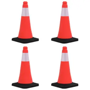 Helkuritega liikluskoonused raskete alustega, 4 tk, 50 cm, punane HDPE