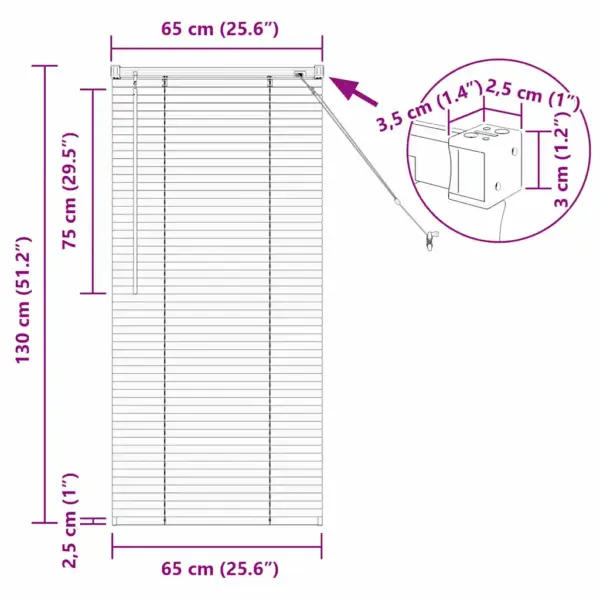 Hõbedane alumiiniumist Veneetsia ruloo valguse ja privaatsuse reguleerimiseks, 130 x 65 cm – 13