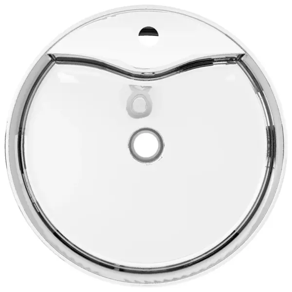 Ümmargune keraamiline valamu ülevooluava ja kraaniauguga, hõbedane, 46,5 x 15,5 cm – 3